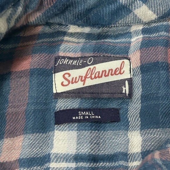 Johnnie-O Men’s Small Pink Blue Pocket Surflannel - Picture 4 of 9